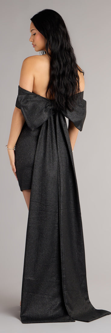 Lucinda Glitter Bow Mini Dress in Black | Size: XS | Knit Fabric/Woven Fabric | Windsor Lucinda Glitter Bow Mini Dress in Black | Size: XS | Knit Fabric/Woven Fabric | Windsor