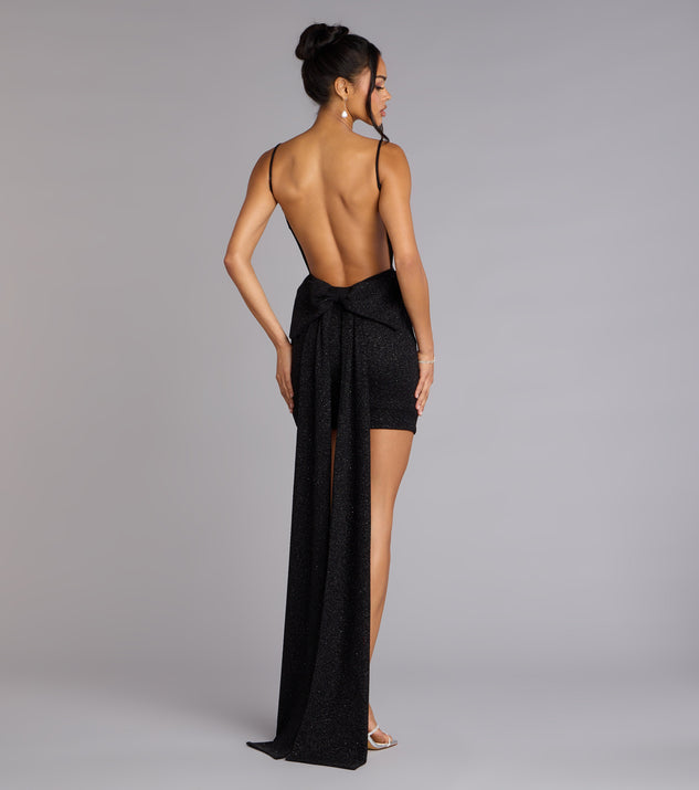 Toni Glitter Open Back Bow Mini Dress Toni Glitter Open Back Bow Mini Dress