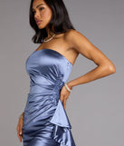 Cassey Satin Applique Ruffle Mini Dress