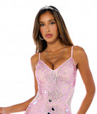 Fairy Glow Rhinestone Mini Dress