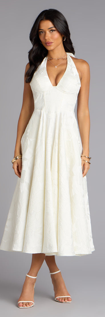 Ellen Lace-Up Halter A-Line Midi Formal Dress