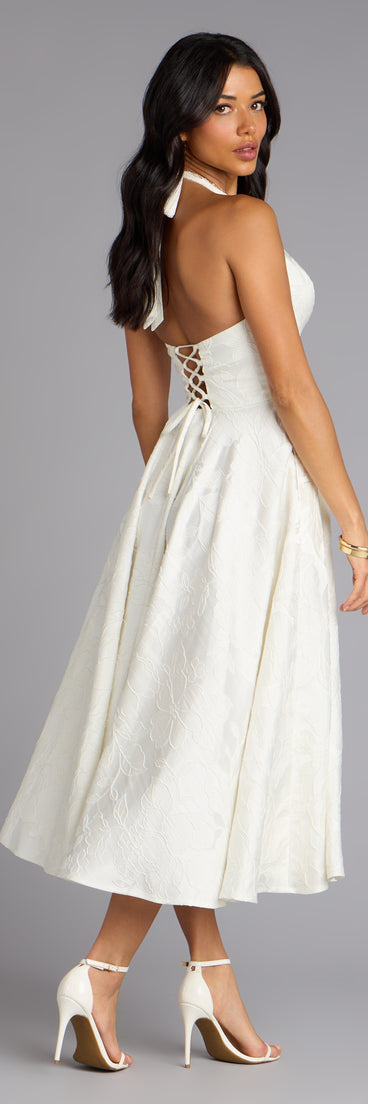 Ellen Lace-Up Halter A-Line Midi Formal Dress