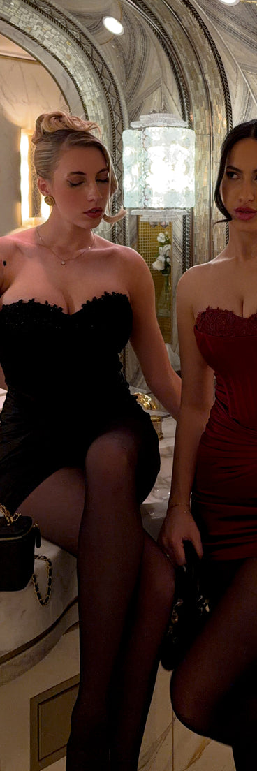 Alexia Satin Lace Bustier Mini Dress