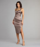 Jane Satin Lace-Up Midi Formal Dress