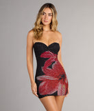Alora Sequin Beaded Floral Mini Dress