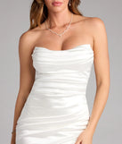 Karlie Satin Strapless Slit Midi Formal Dress