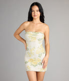 Feel ready for every dance floor moment or feed-worthy reel in the Kaley Floral Beaded Mini Dress, a homecoming dress designed to own your moment.