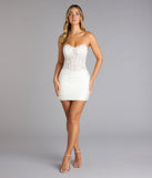Elara Lace Strapless Corset Mini Dress