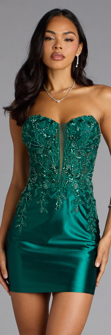 The Aria Sequin Floral Embroidered Satin Mini Dress is your new go-to Windsor dress—effortless, versatile, and made to update your fall style in seconds.