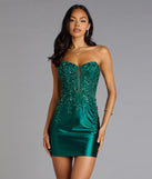 Aria Sequin Floral Embroidered Satin Mini Dress