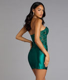 Aria Sequin Floral Embroidered Satin Mini Dress