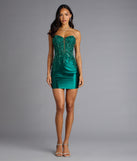 Aria Sequin Floral Embroidered Satin Mini Dress