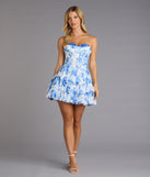 Lilianna Floral Chiffon Ruffle Skater Dress