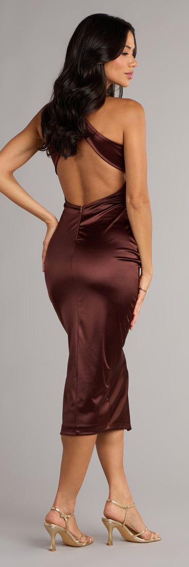 The Brea Satin Halter Bodycon Midi Dress is your new go-to Windsor dress—effortless, versatile, and made to update your fall style in seconds.