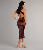 Brea Satin Halter Bodycon Midi Dress