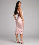 Brea Satin Halter Bodycon Midi Dress