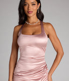 Brea Satin Halter Bodycon Midi Dress