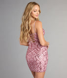 Bianca Sequin Lace-Up Bodycon Mini Dress