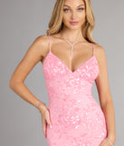 Feel ready for every dance floor moment or feed-worthy reel in the VKD KNT SEQN VNK SPG STRP LCE UP BK MNI (05001000325063), a homecoming dress designed to own your moment.