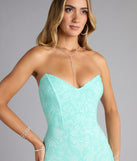Feel ready for every dance floor moment or feed-worthy reel in the Lilian Sequin Strapless Lace-Up Mini Dress, a homecoming dress designed to own your moment.