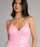 Feel ready for every dance floor moment or feed-worthy reel in the Alex Lace-Up Sequin Mini Dress, a homecoming dress designed to own your moment.