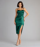 Melody Satin Slit Midi Formal Dress
