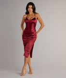 Ophelia Satin Lace-Up Midi Formal Dress