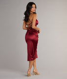 Ophelia Satin Lace-Up Midi Formal Dress