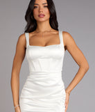 Maia Satin Corset Lace-Up Mini Dress