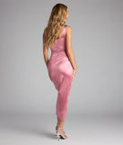 Annie Bodycon Wrap Satin Midi Formal Dress