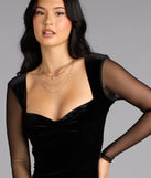 Francesca Velvet Long Sleeve Open Back Mini Dress