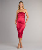 Style your seasonal looks with the Renee Bow Satin Midi Dress, a trend-right, fall dress designed for any plan on your calendar with new and unqiue details.