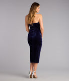 Kaylee Velvet Strapless Midi Formal Dress