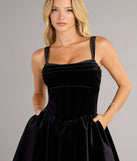 Laurel Velvet Skater Short Dress With Pockets