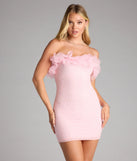Linda Strapless Ruffle Beaded Mini Dress