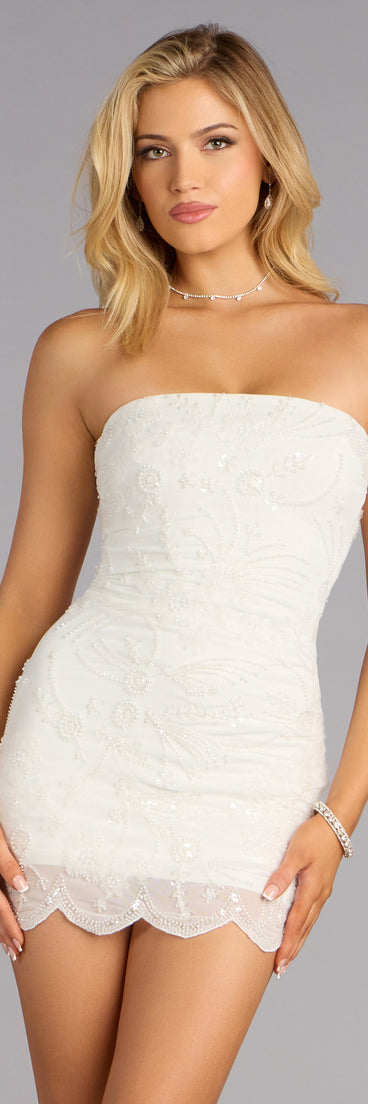 Katrina Beaded Mesh Mini Dress