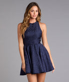 Gianna Halter Open Back Skater Dress