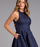 Gianna Halter Open Back Skater Dress