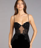 Arielle Velvet Lace Appliqué Mini Dress