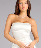 Jasmine Strapless Slit Midi Formal Dress