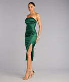 Krystal Satin Midi Formal Dress
