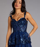 Marisa Sequin Corset Tulle Skater Dress