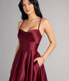 Isabelle Satin Lace-Up Dress With Pockets