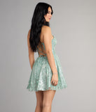Aaliyah Glitter Mesh Lace-Up Short Dress