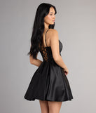 Hazel Satin Lace-Up Dress With Pockets