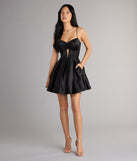 Hazel Satin Lace-Up Dress With Pockets
