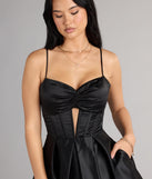 Hazel Satin Lace-Up Dress With Pockets
