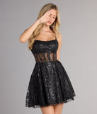 Taylor Glitter Bustier Skater Short Dress
