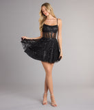 Taylor Glitter Bustier Skater Short Dress