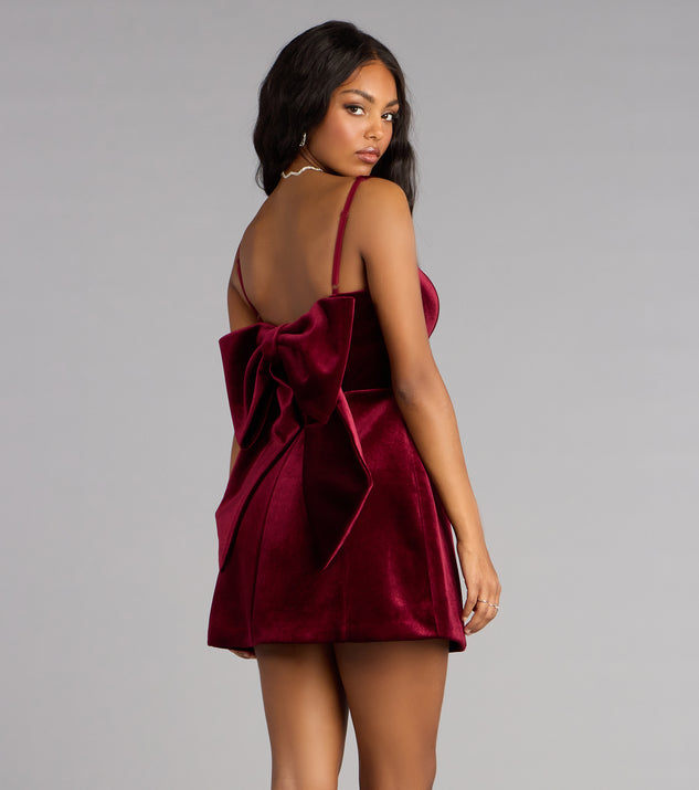 the velvet ribbon mini dress Analeah Woven Velvet Bow Mini Dress